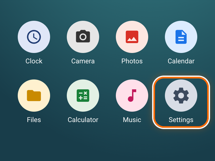 Home screen with the Settings app circled